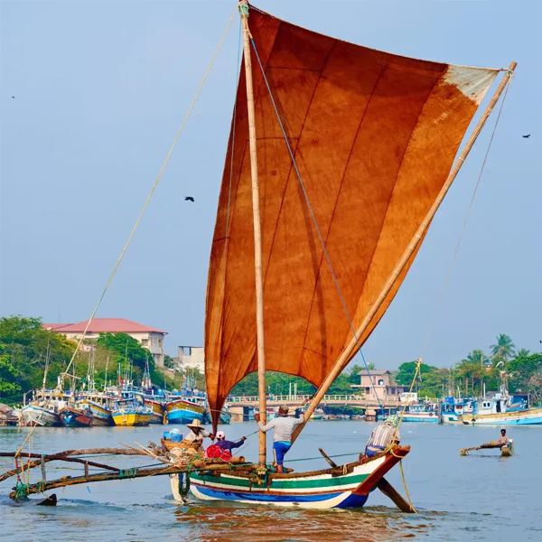 Traditional boat with sails
